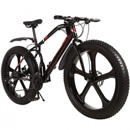 Alqn Bike Alqn Mountain Bike Bicycle, 26 inch Wheels Fat Tire MTB Bike Hardtail, High-Carbon Steel Frame, Dual Disc Brake, A, 24 Speed