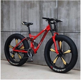 Aoyo Fat Tyre Mountain Bike Aoyo 26 Inch, 21 SpeedsAdult Beach Sport Bike, Bicycles, High Carbon Steel, Fat Tire, Mountain Trail Bike, Double Disc Brake, Dual-Suspension, For Men Women Universal, (Color : Red)