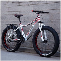 Aoyo Fat Tyre Mountain Bike Aoyo 26 Inch, Fat Tire, Mountain Trail Bike, Adult, Bicycle, Dual Disc Brake, Anti-Slip, Bikes, High-carbon Steel Frame, 21 Speed, (Color : White Red)