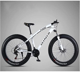 Aoyo Bike Aoyo 26 Inch Mountain Bicycle, High-carbon Steel Frame Fat Tire Mountain Trail Bike, Men's Womens Hardtail Mountain Bike with Dual Disc Brake (Color : White, Size : 24 Speed Spoke)