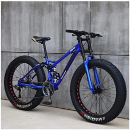 Aoyo Bike Aoyo Mountain Bikes, 26 Inch Fat Tire Hardtail Mountain Bike, Dual Suspension Frame and Suspension Fork All Terrain Mountain Bike, (Color : 21 Speed, Size : Blue Spoke)
