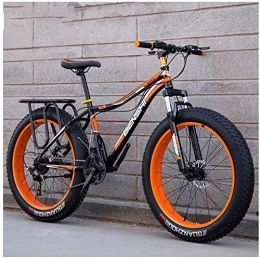 Aoyo Fat Tyre Mountain Bike Aoyo Mountain Bikes, Adult, Mountain Bicycle, Fat Tire Dual-Suspension, Bike, High-carbon Steel Frame, MTB, All Terrain, 26Inch, 21Speed, white Blue, Colour:Black Orange (Color : Black Orange)