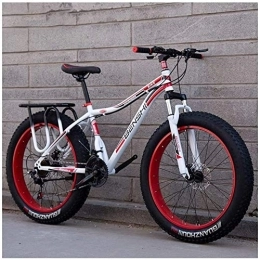 Aoyo Fat Tyre Mountain Bike Aoyo Mountain Bikes, Adult, Mountain Bicycle, Fat Tire Dual-Suspension, Bike, High-carbon Steel Frame, MTB, All Terrain, 26Inch, 21Speed, white Blue, Colour:Black Orange (Color : White Red)