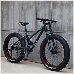 Aoyo Bike Aoyo Mountain Bikes, Bicycle, 26 Inch, 21 Speeds, High Carbon Steel, Lightweight, Beach, Sport Bike, Dual-Suspension, Double Disc Brake, Fat Tire Bike, (Color : Cyan)