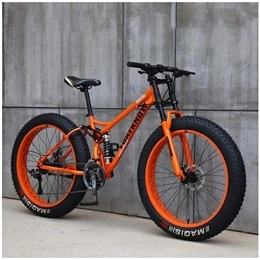 Aoyo Bike Aoyo Mountain Bikes, Bicycle, 26 Inch, 21 Speeds, High Carbon Steel, Lightweight, Beach, Sport Bike, Dual-Suspension, Double Disc Brake, Fat Tire Bike, (Color : Orange)