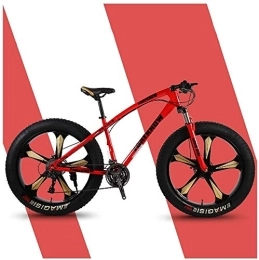 Aoyo Fat Tyre Mountain Bike Aoyo Mountain Trail Bicycle, Fat Tire, MTB, All-Terrain, 26 Inch 24 Speeds, Bike, High Carbon Steel, Mountain Bikes, Front Suspension Double Disc Brake, 5 Spoke, Colour:silver (Color : Red)