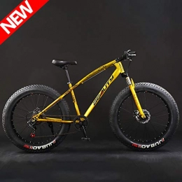 ATGTAOS Fat Tyre Mountain Bike ATGTAOS 26 Inch 21 Speed Fat Tire Mountain Trail Bike, Mountain Bike, Sand Bicycle, Snow Bike, Road Racing, Bicycle, Front and Rear Shock Absorption, Dual Disc Brake, Adult Boys Girls, Gold
