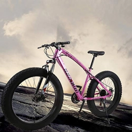 AURALLL Fat Tyre Mountain Bike AURALLL Mountain Bike Fat Tire Bicycles Country Gearshift Bicycle, Outdoor Bicycle Student Carbon Steel Bicycle Full Suspension MTB for Beach, Desert, Snow, Pink, 7speed 26 inch