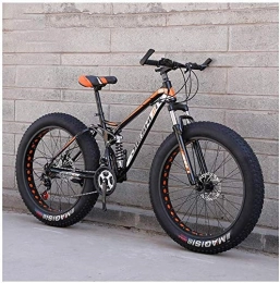 AYHa Fat Tyre Mountain Bike AYHa Adult Mountain Bikes, Fat Tire Dual Disc Brake Hardtail Mountain Bike, Big Wheels Bicycle, High-Carbon Steel Frame, New Orange, 24 Inch 24 Speed