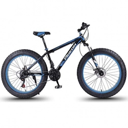 AZYQ Fat Tyre Mountain Bike AZYQ 24 Speed Mountain Bikes, 27.5 inch Fat Tire Mountain Trail Bike, High-Carbon Steel Frame, Men's Womens All Terrain Mountain Bike with Dual Disc Brake, Blue