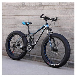 AZYQ Bike AZYQ Adult Mountain Bikes, Fat Tire Dual Disc Brake Hardtail Mountain Bike, Big Wheels Bicycle, High-Carbon Steel Frame, New Blue, 26 inch 27 Speed, New Blue, 26 Inch 24 Speed
