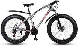 baozge Fat Tyre Mountain Bike baozge Mens Adult Fat Tire Mountain Bike Variable Speed Snow Bikes Double Disc Brake Beach Bicycle 26 inch Wheels Cruiser Bicycles Black 24 Speed-21 speed_Silver