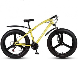 baozge Fat Tyre Mountain Bike baozge Mens Adult Fat Tire Mountain Bike Variable Speed Snow Bikes Double Disc Brake Beach Cruiser Bicycle 26 inch Magnesium Alloy Integrated Wheels Silver 24 Speed-21 speed_Yellow