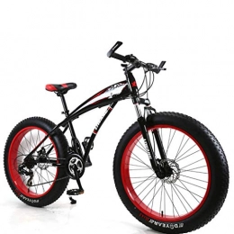 Bdclr Bike Bdclr Suitable for height 57-69 inches, 7-speed snowmobile wide tire disc brakes shock absorber student bicycle mountain bike, Red, 24inch