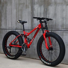 MW Fat Tyre Mountain Bike Bicycle, Mountain Bike for Teens of Adults Men And Women, Oad Bicycle, High Carbon Steel Frame, Soft Tail Dual Suspension, Mechanical Disc Brake, 24 / 265.1 Inch Fat Tire, red, 24 inch 21 speed