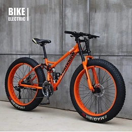 FLJMR Bike Bicycle MTB Top, Fat Wheel Motorbike / Fat Bike / Fat Tire Mountain Bike, Beach Cruiser Fat Tire Bike Snow Bike Fat Big Tyre Bicycle 21speed Fat Bikes for Adult, orange, 24IN