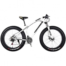BBRR Fat Tyre Mountain Bike Bicycles 26 Inches All Terrain Mountain Bike Fat Tire 27 Speed Double Disc Brake City Bike, White