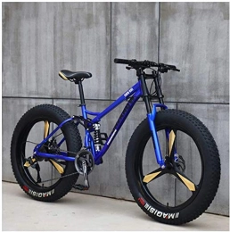 CDFC Fat Tyre Mountain Bike CDFC Fat Tire mountain bike, 26 inch mountain bike bicycle with disc brakes, frames from carbon steel, suitable for people over 175 Cm Great Blue 3 languages, 21 Speed