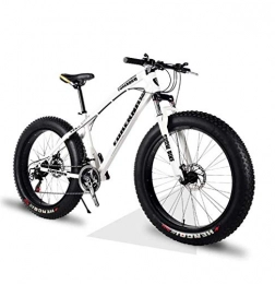 CJH Fat Tyre Mountain Bike CJH Offroad, Outdoors Sport, Variable Speed, Fat Tire Mountain Bike Mens, Beach Bike, Double Disc Brake 20 inch Bikes, 4.0 Wide Wheels, Adult Snow Bicycle, White, 7Speed