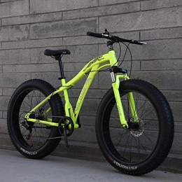 Cloth-YG Bike Cloth-YG 24 Inch Fat Tire Mountain Bike Adult, Beach Snow Bike, Double Disc Brake Cruiser Bikes, Mountain Bike Mens 4.0 Wide Wheels, Green, 7 speed