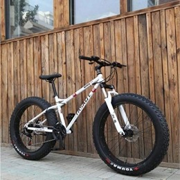 Cloth-YG Fat Tyre Mountain Bike Cloth-YG Adult Fat Tire Mountain Bike, Double Disc Brake / Cruiser Bikes, Beach Snowmobile Bicycle, 24 inch Aluminum Alloy Wheels, White, 7 speed