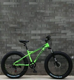 Cloth-YG Bike Cloth-YG Fat Tire Adult Mountain Bike, Double Disc Brake / High-Carbon Steel Frame Cruiser Bikes, Beach Snowmobile Bicycle, 24 Inch Wheels, Green, 7 speed