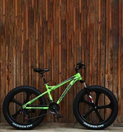 Cloth-YG Bike Cloth-YG Fat Tire Adult Mountain Bike, Double Disc Brake / High-Carbon Steel Frame Cruiser Bikes, Beach Snowmobile Bicycle, 26 Inch Magnesium Alloy Integrated Wheels, Green, 24 speed