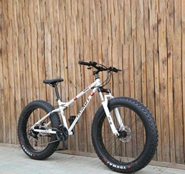 Cloth-YG Fat Tyre Mountain Bike Cloth-YG Fat Tire Mens Mountain Bike, Double Disc Brake / Cruiser Bikes, Beach Snowmobile Bicycle, 26 inch Aluminum Alloy Wheels, White, 21 speed