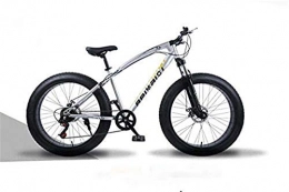 Clothes Fat Tyre Mountain Bike CLOTHES Commuter City Road Bike Hardtail Mountain Bikes, Dual Disc Brake Fat Tire Cruiser Bike, High-Carbon Steel Frame, Adjustable Seat Bicycle Unisex (Color : Silver, Size : 24 inch 21 speed)