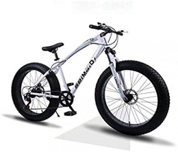 Clothes Fat Tyre Mountain Bike CLOTHES Commuter City Road Bike Hardtail Mountain Bikes, Dual Disc Brake Fat Tire Cruiser Bike, High-Carbon Steel Frame, Adjustable Seat Bicycle Unisex (Color : White, Size : 26 inch 7 speed)