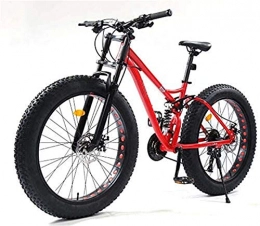 Clothes Fat Tyre Mountain Bike Commuter City Road Bike 26 Inch Mountain Bikes, Fat Tire MBT Bike Bicycle Soft Tail, Full Suspension Mountain Bike, High-Carbon Steel Frame, Dual Disc Brake Unisex ( Color : Red , Size : 24 speed )