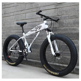 CWZY Fat Tyre Mountain Bike CWZY Adult Mountain Bikes, Boys Girls Fat Tire Mountain Trail Bike, Dual Disc Brake Hardtail Mountain Bike, High-carbon Steel Frame, Bicycle, White A, 24 Inch 24 Speed