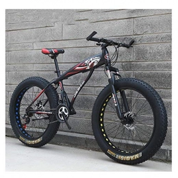 Cxmm Fat Tyre Mountain Bike Cxmm Adult Mountain Bikes, Boys Girls Fat Tire Mountain Trail Bike, Dual Disc Brake Hardtail Mountain Bike, High-Carbon Steel Frame, Bicycle, Blue E, 26 inch 21 Speed, Red E, 24 Inch 21 Speed