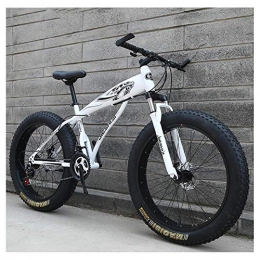 Cxmm Fat Tyre Mountain Bike Cxmm Adult Mountain Bikes, Boys Girls Fat Tire Mountain Trail Bike, Dual Disc Brake Hardtail Mountain Bike, High-Carbon Steel Frame, Bicycle, Blue E, 26 inch 21 Speed, White a, 24 Inch 24 Speed