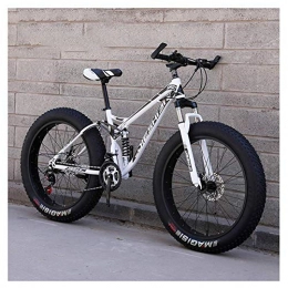 Cxmm Bike Cxmm Adult Mountain Bikes, Fat Tire Dual Disc Brake Hardtail Mountain Bike, Big Wheels Bicycle, High-Carbon Steel Frame, New Blue, 26 inch 27 Speed, White, 26 Inch 21 Speed