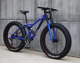 CXY-JOEL Fat Tyre Mountain Bike CXY-JOEL Mountain Bike for Teens of Adults Men and Women, High Carbon Steel Frame, Soft Tail Dual Suspension, Mechanical Disc Brake, 24 / 265.1 inch Fat Tire, Cyan, 24 inch 7 Speed, Blue