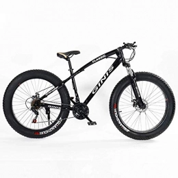 CXY-JOEL Fat Tyre Mountain Bike CXY-JOEL Teens Mountain Bikes, 21-Speed 24 inch Fat Tire Bicycle, High-Carbon Steel Frame Hardtail Mountain Bike with Dual Disc Brake, Yellow, 5 Spoke Suitable for Men and Women, Cycling and Hiking, Bla