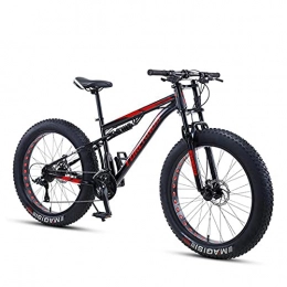 DANYCU Fat Tyre Mountain Bike DANYCU 26 Inch Mountain Bike for Mens, 4.0 Inch Fat Tire Anti-Slip Bike, Off-Road Variable Speed Bicycle, High-Carbon Steel Soft Tail Frame, Dual Disc Brake, Black, 30 speed