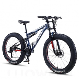 DANYCU Fat Tyre Mountain Bike DANYCU 26 Inch Mountain Bike for Mens, 4.0 Inch Fat Tire Anti-Slip Bike, Off-Road Variable Speed Bicycle, High-Carbon Steel Soft Tail Frame, Dual Disc Brake, Blue, 21 speed