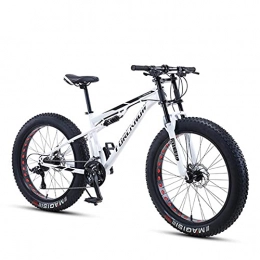DANYCU Fat Tyre Mountain Bike DANYCU 26 Inch Mountain Bike for Mens, 4.0 Inch Fat Tire Anti-Slip Bike, Off-Road Variable Speed Bicycle, High-Carbon Steel Soft Tail Frame, Dual Disc Brake, White, 7 speed