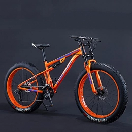 DANYCU Fat Tyre Mountain Bike DANYCU Fat Tire Bike Mens Mountain Bike 26 Inch 21 / 27 Speed Full Suspension Mountain Bikes Anti-Slip Sand Snow Bicycle for Commute Travel Exercise Sport, Orange, 27 speed