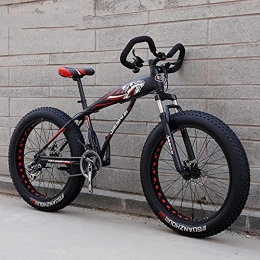 DANYCU Fat Tyre Mountain Bike DANYCU Mens Mountain Bike 26 Inch Thick Wheels, Beach Snow All Terrain Bicycle with High-carbon Steel Frame / Dual Disc Brake / Suspension Fork, Fat Tire Bikes, Red, 21 speed
