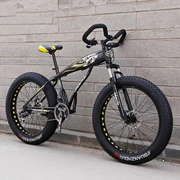 DANYCU Fat Tyre Mountain Bike DANYCU Mens Mountain Bike 26 Inch Thick Wheels, Beach Snow All Terrain Bicycle with High-carbon Steel Frame / Dual Disc Brake / Suspension Fork, Fat Tire Bikes, yellow, 27 speed