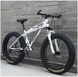 Ding Fat Tyre Mountain Bike Ding Adult Mountain Bikes, Boys Girls Fat Tire Mountain Trail Bike, Dual Disc Brake Hardtail Mountain Bike, High-carbon Steel Frame, Bicycle (Color : White B, Size : 26 Inch 21 Speed)