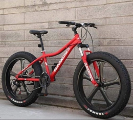 Dirty hamper Fat Tyre Mountain Bike Dirty hamper Mountain Bike Mountain Bikes, 26Inch Fat Tire Hardtail Snowmobile, Dual Suspension Frame Suspension Fork All Terrain (Color : Red 3, Size : 21Speed)