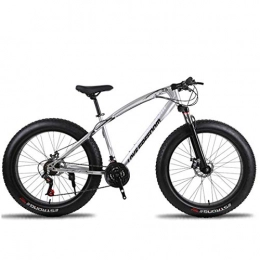 DRAKE18 Bike DRAKE18 Fat Bike, 26 Inches Snow Mountain Bike 24 Speed Variable Speed Cross Country 4.0 Big Tires Adult Outdoor Riding, Silver