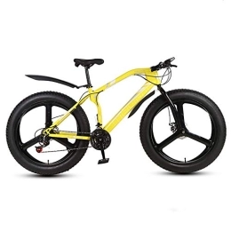DULPLAY Fat Tyre Mountain Bike DULPLAY Mountain Bikes, 26 Inch Fat Tire Hardtail Mountain Bike, Dual Suspension Frame And Suspension Fork All Terrain Mountain Bicycle Yellow 3 Spoke 26", 21-speed