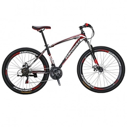 Eurobike X1 Mountain Bike 21 Speed Dual Disc Brake 27.5 Wheels Suspension Fork Mountain Bicycle Black-Red