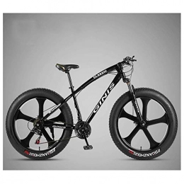 FANG Bike FANG 26 Inch Mountain Bicycle, High-carbon Steel Frame Fat Tire Mountain Trail Bike, Men's Womens Hardtail Mountain Bike with Dual Disc Brake, Black, 30 Speed 5 Spoke