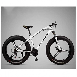 FANG Bike FANG 26 Inch Mountain Bicycle, High-carbon Steel Frame Fat Tire Mountain Trail Bike, Men's Womens Hardtail Mountain Bike with Dual Disc Brake, White, 21 Speed 5 Spoke